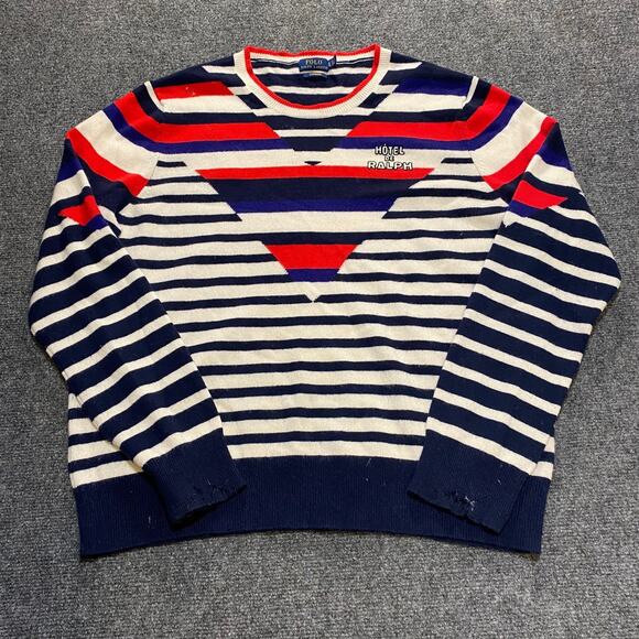 Polo Ralph Lauren Womens Size XL Hotel De Ralph Optic Stripe Cashmere Sweater - Picture 1 of 10
